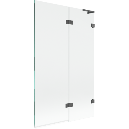 Mexen Lunar L Duebel Duschschierm mat zwou Flilleken riets 110 x 150 cm, transparent, gebierstene Gun Gray