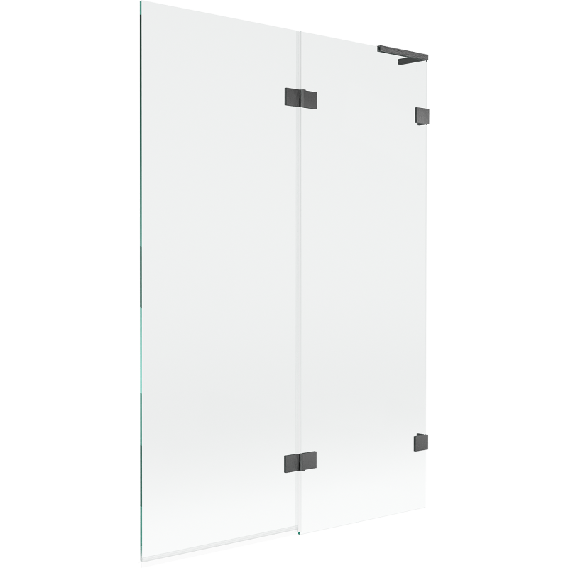 Mexen Lunar L Badewannenabtrennung 2-teilig rechts 120 x 150 cm, transparent, gebürstet in Gun Gray - 897L-120-100-66-00-P
