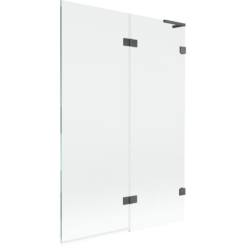 Mexen Lunar L paraván de bañera de 2 paneles derecho 120 x 150 cm, transparente, gris acero cepillado - 897L-120-100-66-00-P
