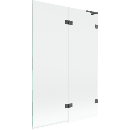 Mexen Lunar L Badewannenabtrennung 2-teilig rechts 120 x 150 cm, transparent, gebürstet in Gun Gray - 897L-120-100-66-00-P