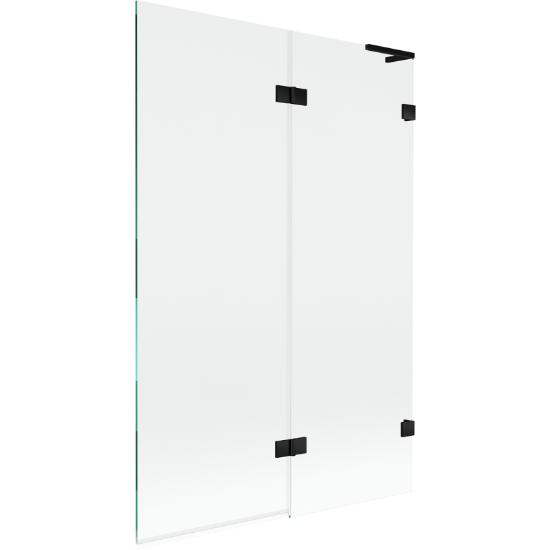 Mexen Lunar L protetor de banho de 2 painéis direito 120 x 150 cm, transparente, preto - 897L-120-100-70-00-P
