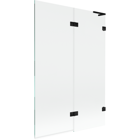 Mexen Lunar L Badewannenwand 2-flüglig rechts 120 x 150 cm, transparent, schwarz - 897L-120-100-70-00-P