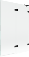 Mexen Lunar L paratia da vasca da bagno a 2 ante destra 120 x 150 cm, trasparente, nero - 897L-120-100-70-00-P