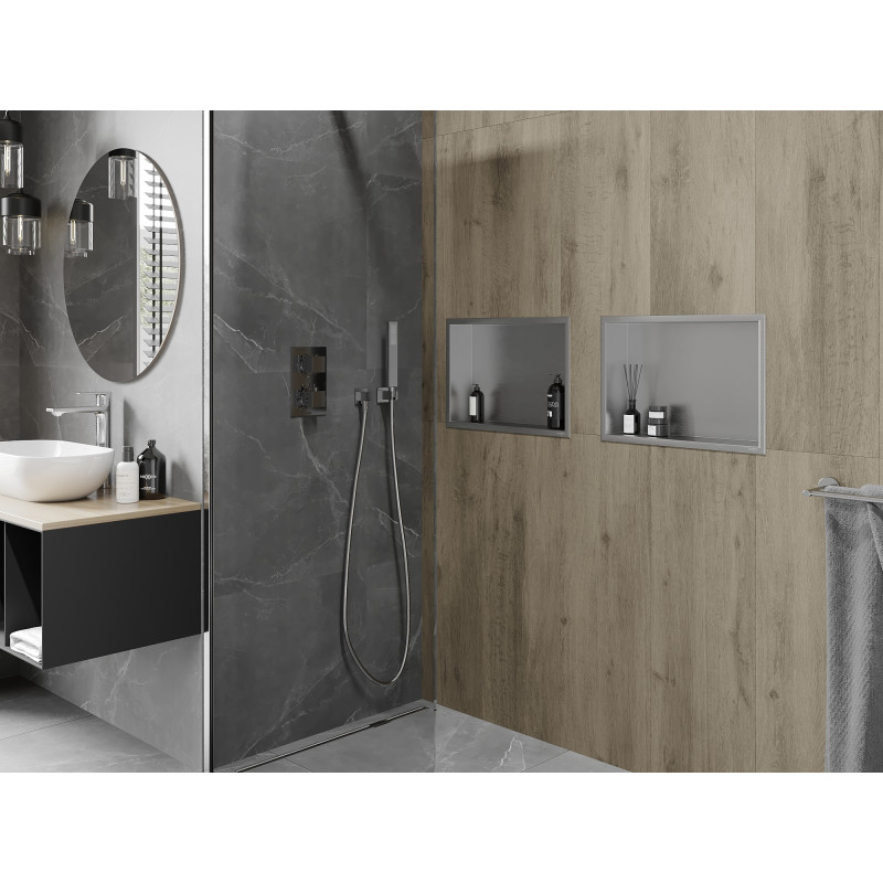 Mexen X-Wall-R nis legplank met kraag 45 x 30 cm, inox - 1910453010