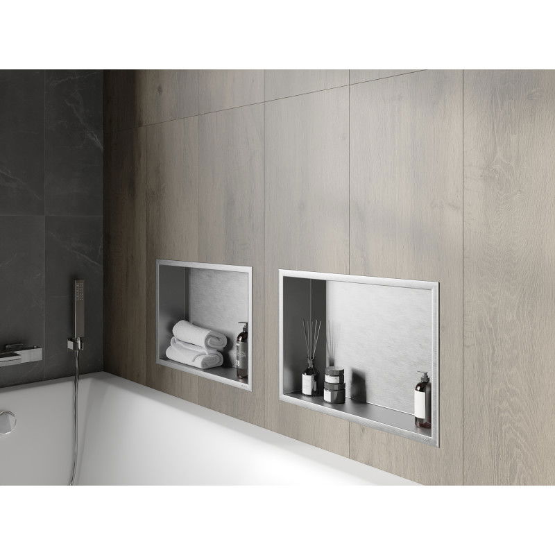 Mexen X-Wall-R nišas plaukts ar atloku 45 x 30 cm, nerūsējošais tērauds - 1910453010
