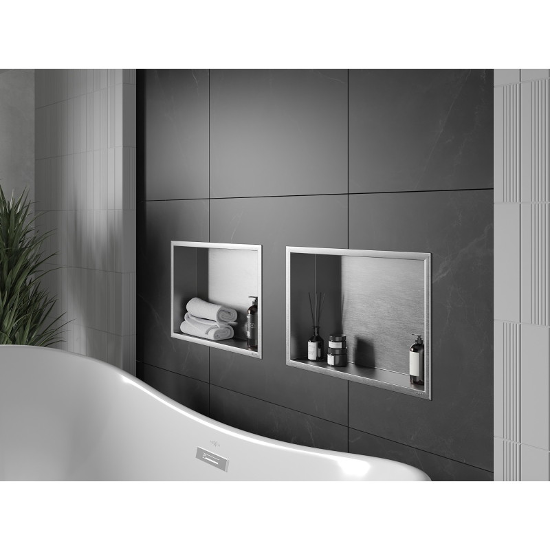 Mexen X-Wall-R nicheplank met flens 45 x 30 cm, inox - 1910453010