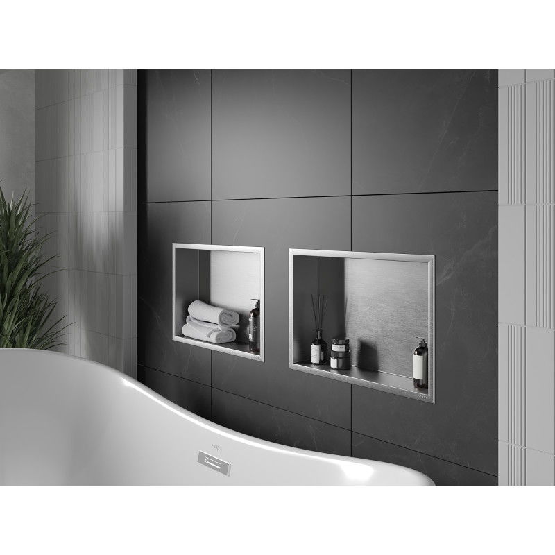 Mexen X-Wall-R nišas plaukts ar atloku 45 x 30 cm, nerūsējošais tērauds - 1910453010