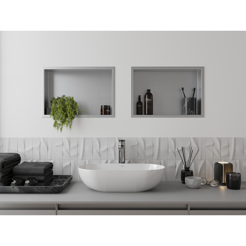 Mexen X-Wall-R nis legplank met kraag 45 x 30 cm, inox - 1910453010