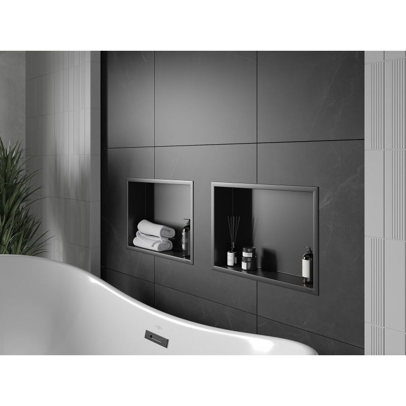 Mexen X-Wall-R prateleira embutida com flange 45 x 30 cm, preta - 1970453010