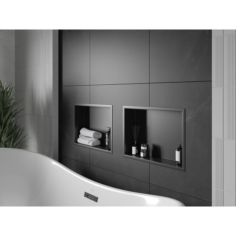 Mexen X-Wall-R recessed shelf with flange 45 x 30 cm, black - 1970453010