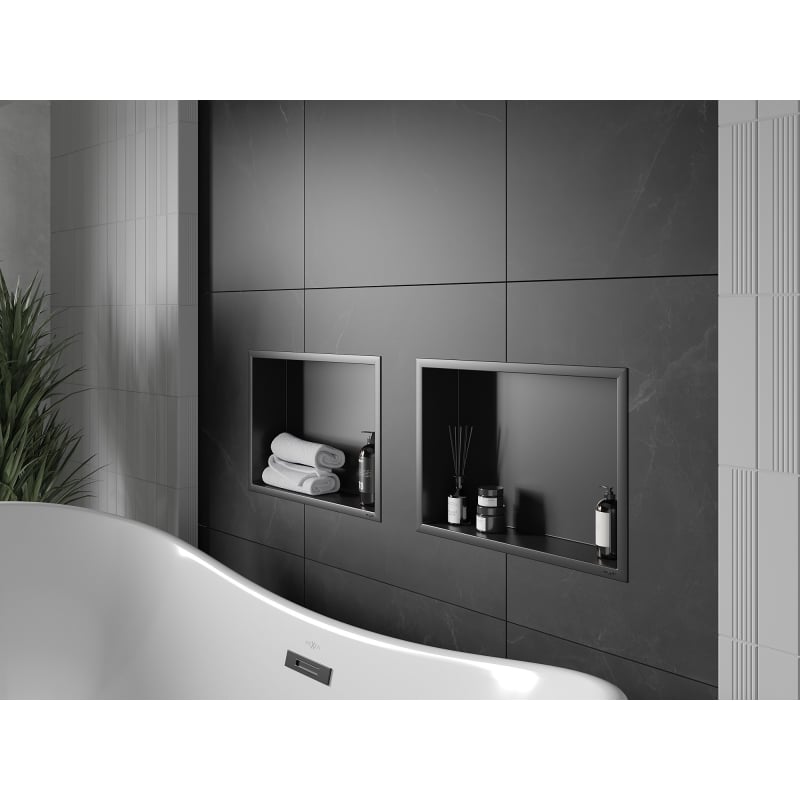 Mexen X-Wall-R repisa empotrada con collar 45 x 30 cm, negra - 1970453010