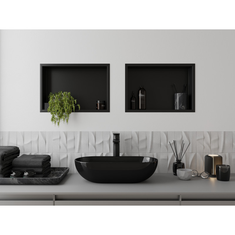 Mexen X-Wall-R estante empotrado con borde de 45 x 30 cm, negro - 1970453010