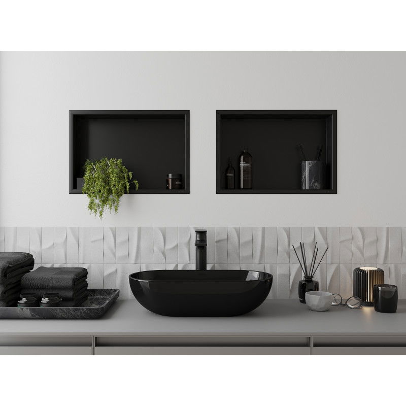 Mexen X-Wall-R nischhylla med krage 45 x 30 cm, svart - 1970453010