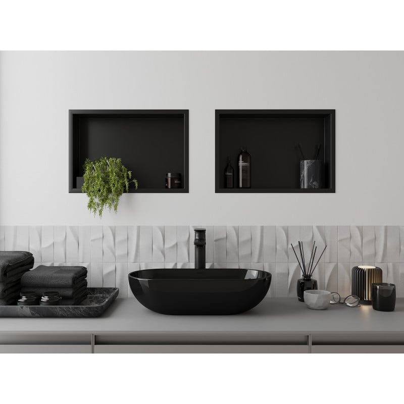 Mexen X-Wall-R nisplank met flens 45 x 30 cm, zwart - 1970453010