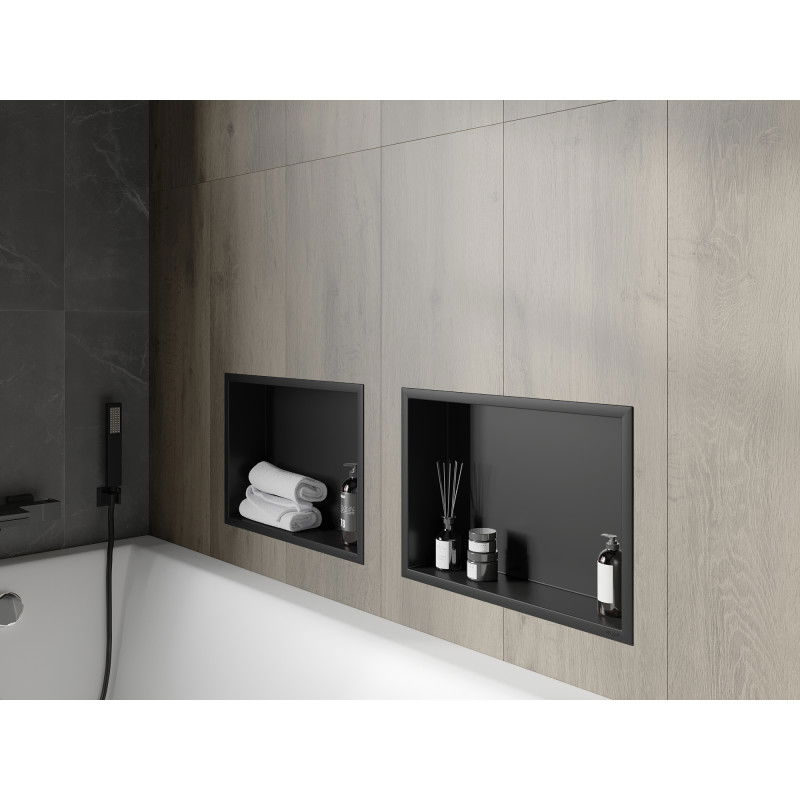 Mexen X-Wall-R nisplank met flens 45 x 30 cm, zwart - 1970453010