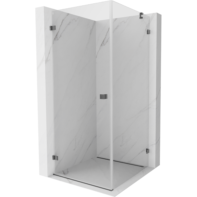 Mexen Lunar-B shower enclosure, hinged left 70 x 70 cm, transparent, brushed gun gray - 832-070-070-66-00-L
