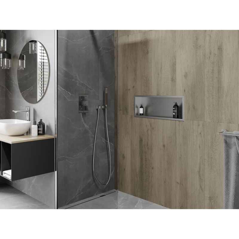Mexen X-Wall-R Nischenregal mit Flansch 60 x 20 cm, Inox - 1910602010