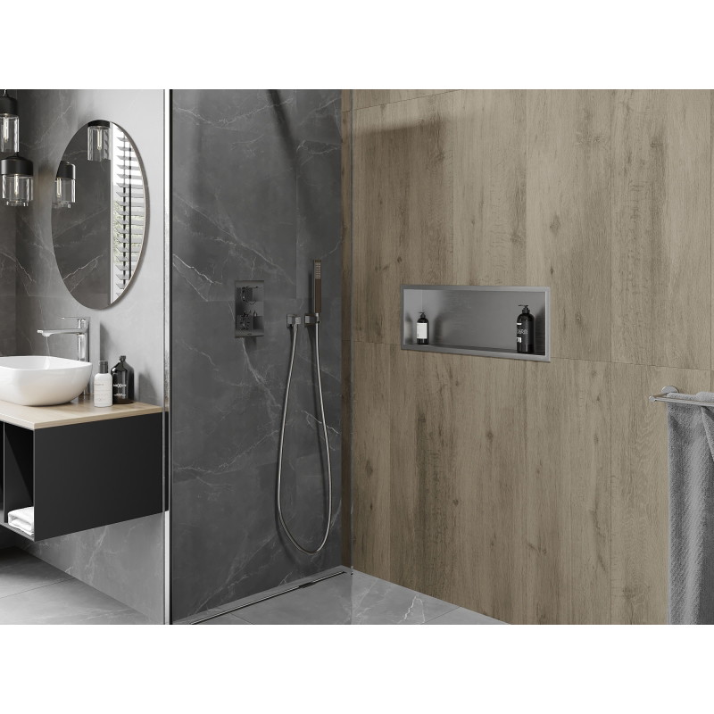 Mexen X-Wall-R recessed shelf with flange 60 x 20 cm, inox - 1910602010