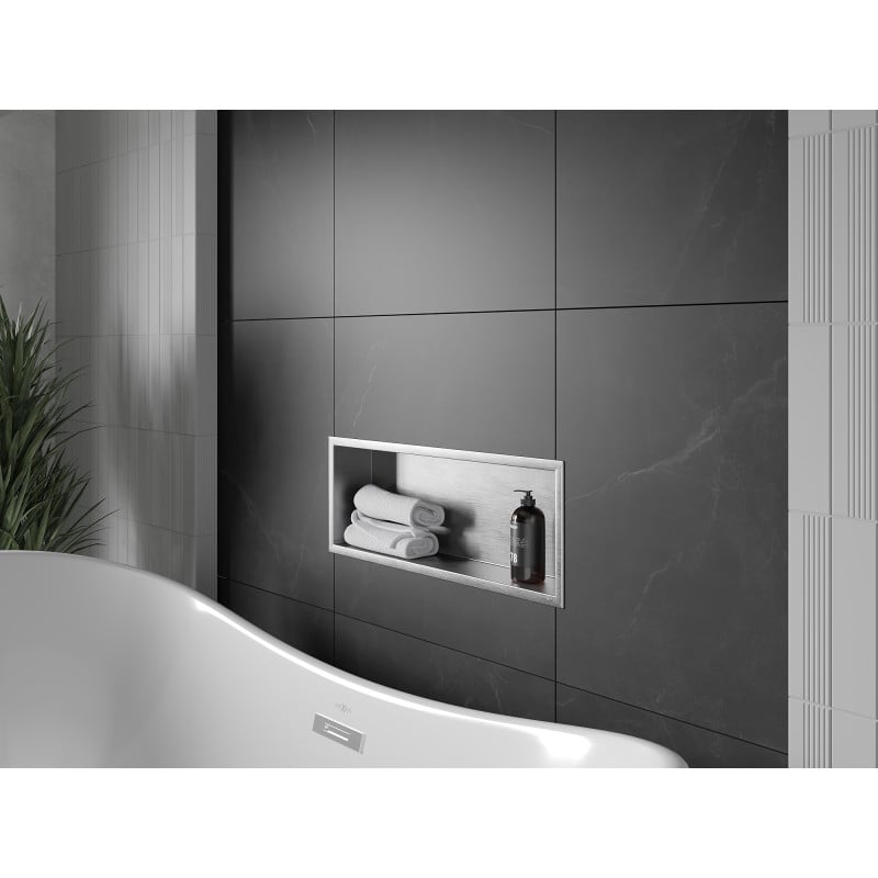 Mexen X-Wall-R Nischenregal mit Flansch 60 x 20 cm, Inox - 1910602010