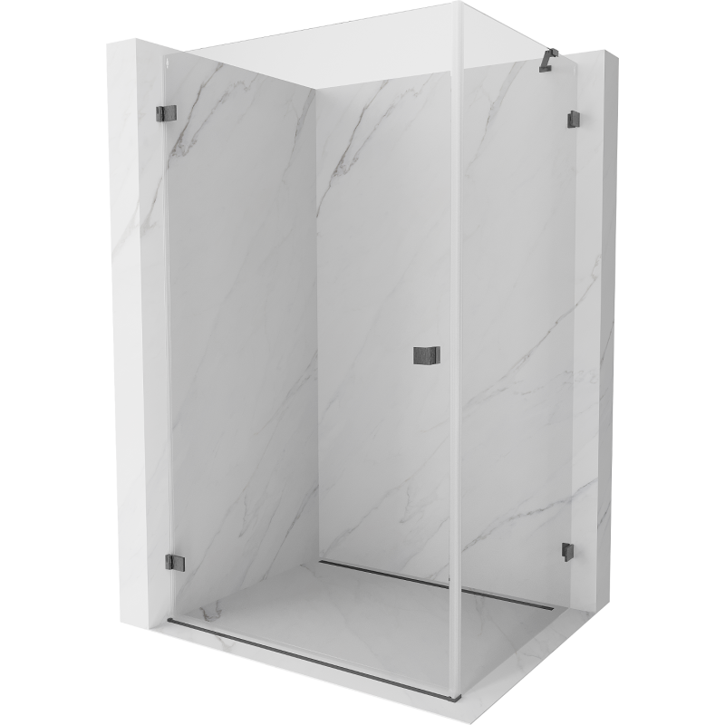 Mexen Lunar-B cabina de ducha abatible izquierda 85 x 80 cm, transparente, gris plomo cepillado - 832-085-080-66-00-L