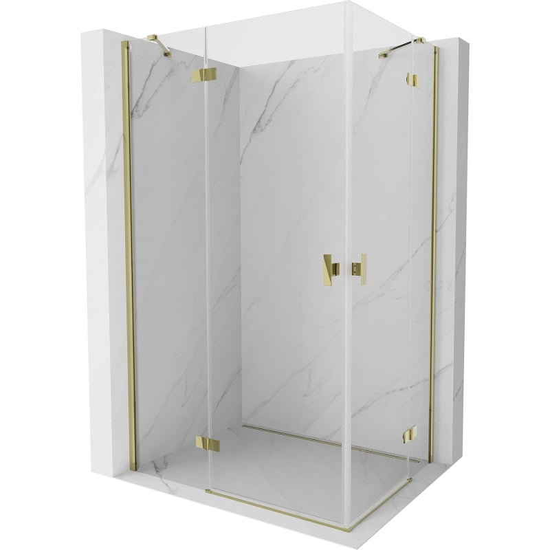 Mexen Mist-H Duo tuš kabina zakretna lijeva 90 x 75 cm, prozirna, zlatna - 8A5-090L-075P-50-00
