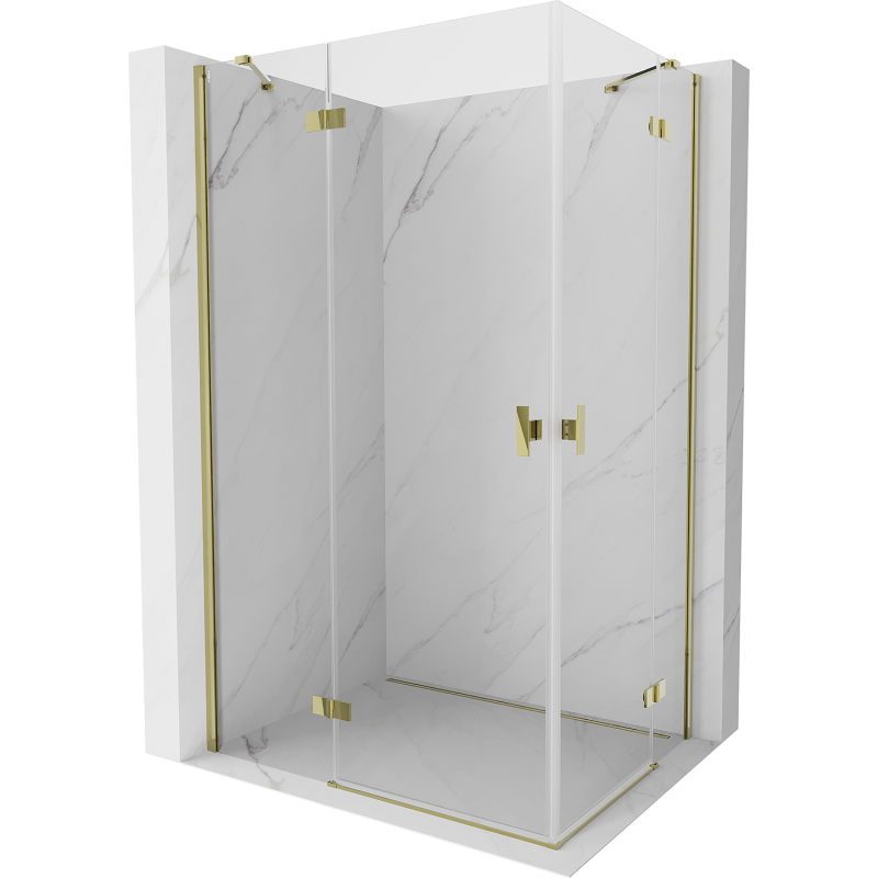 Mexen Mist H Duo Duschkabine klappbar 90 x 80 cm, transparent, golden - 8A5-090L-080P-50-00