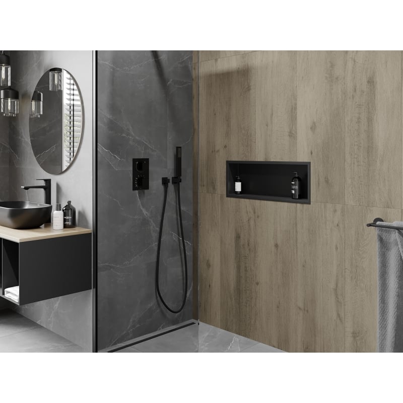 Mexen X-Wall-R recessed shelf with flange 60 x 20 cm, black - 1970602010