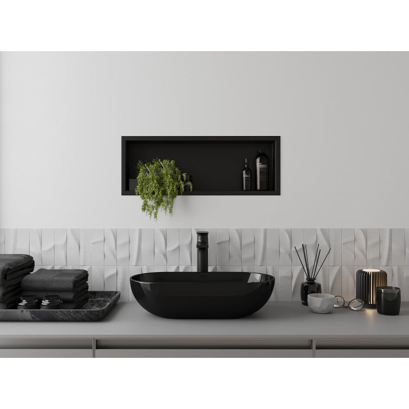 Mexen X-Wall-R inbouwnis met kraag 60 x 20 cm, zwart - 1970602010