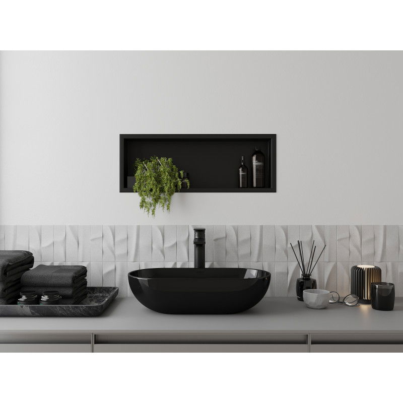 Mexen X-Wall-R Nischenregal mit Flansch 60 x 20 cm, schwarz - 1970602010