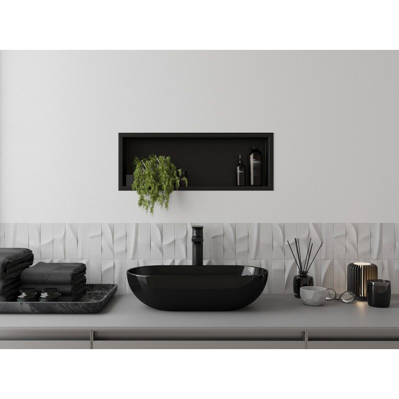 Mexen X-Wall-R recessed shelf with flange 60 x 20 cm, black - 1970602010