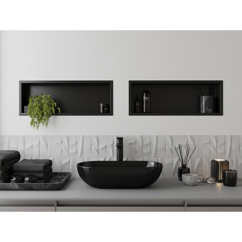 Mexen X-Wall-R prateleira embutida com flange 60 x 20 cm, preta - 1970602010