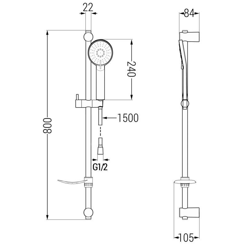 Mexen DF40 verschiebbare Duschgarnitur, gebürstetes Gun Gray - 785404582-66