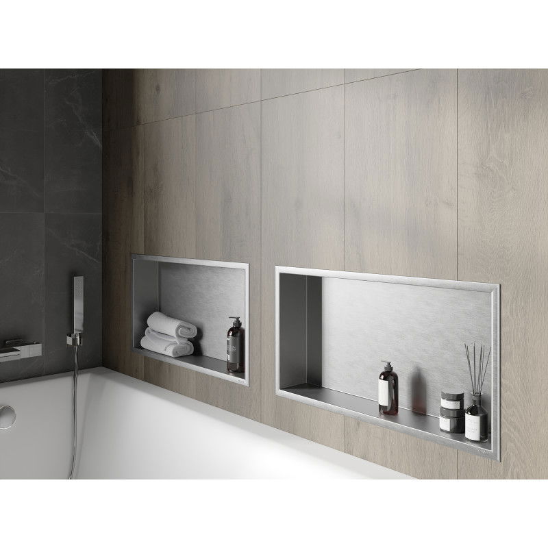 Mexen X-Wall-R Nischeregal mat Kraag 60 x 30 cm, Inox - 1910603010