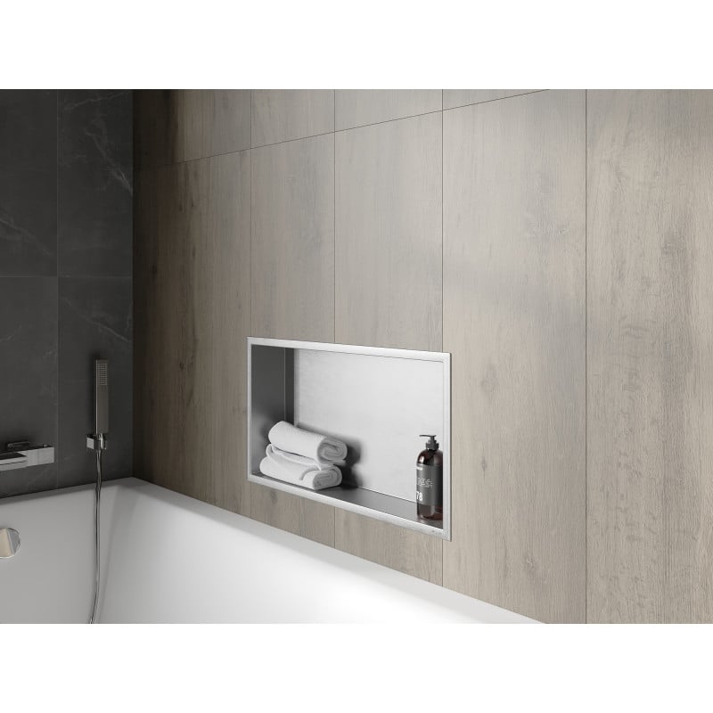 Mexen X-Wall-R inbouwplank met flens 60 x 30 cm, inox - 1910603010