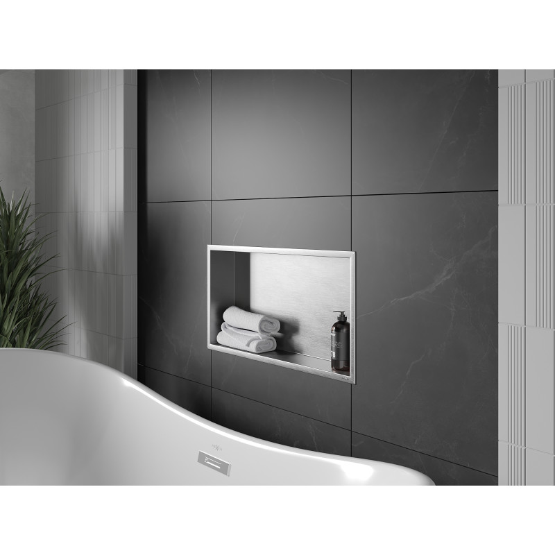 Mexen X-Wall-R Nischeneinbauregal mit Flansch 60 x 30 cm, Inox - 1910603010