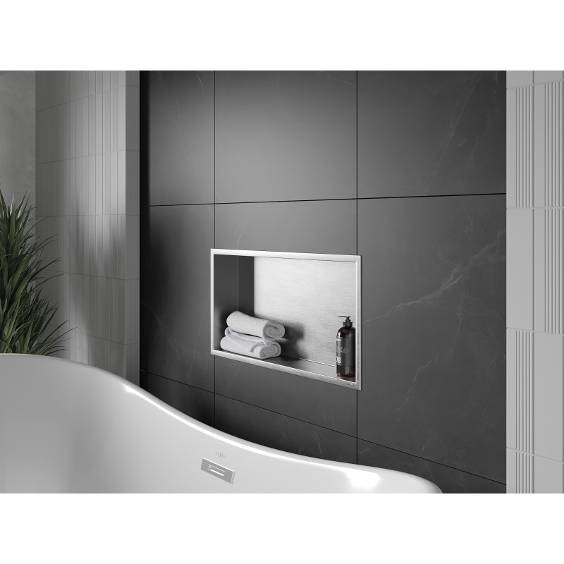 Mexen X-Wall-R nisnis plank met kraag 60 x 30 cm, inox - 1910603010