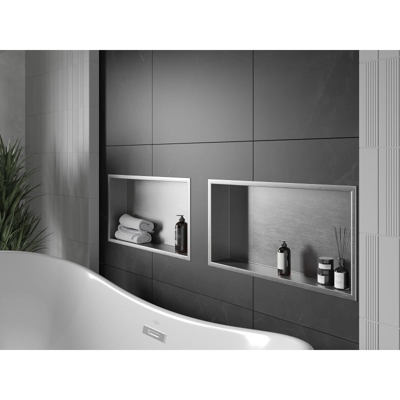 Mexen X-Wall-R étagère encastrée avec collerette 60 x 30 cm, inox - 1910603010