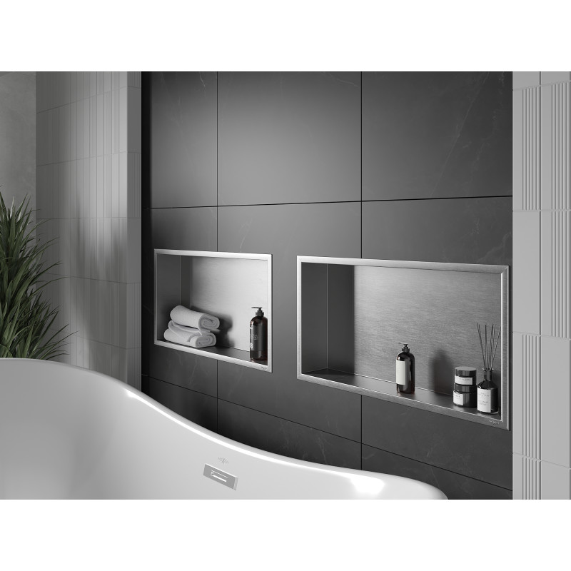 Mexen X-Wall-R Nischeneinbauregal mit Flansch 60 x 30 cm, Inox - 1910603010