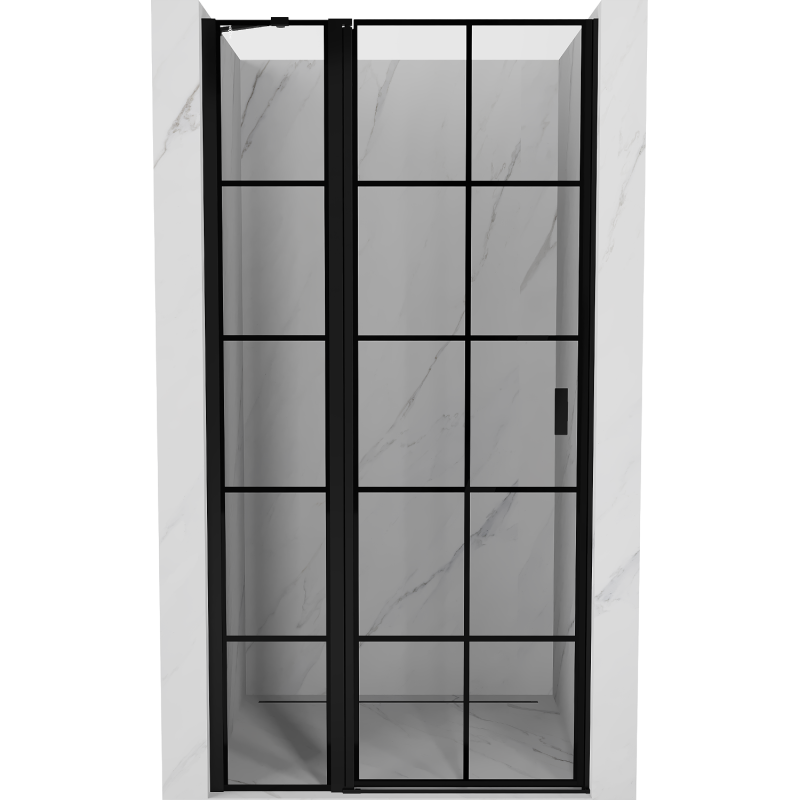 Mexen Mist porte de douche pivotante gauche 115 cm, quadrillage noir, noir - 8A4-115-000-70-77-L