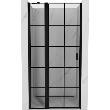 Mexen Mist porte de douche pivotante gauche 115 cm, quadrillage noir, noir - 8A4-115-000-70-77-L
