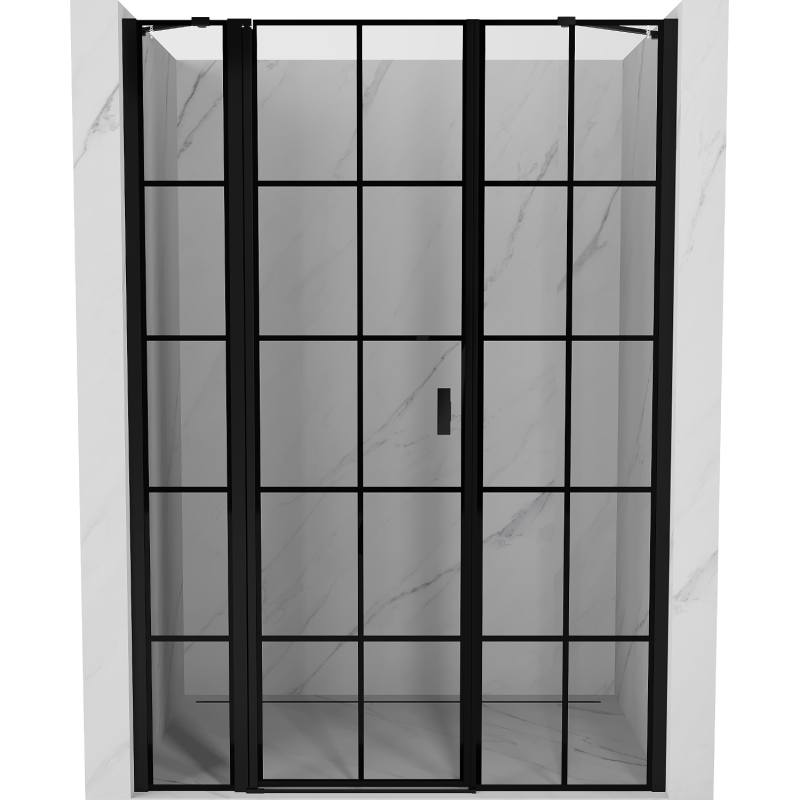 Mexen Mist shower door hinged left 130 cm, black grid, black - 8A4-130-001-70-77-L