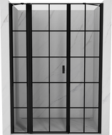 Mexen Mist porta doccia battente sinistra 135 cm, griglia nera, nero - 8A4-135-001-70-77-L