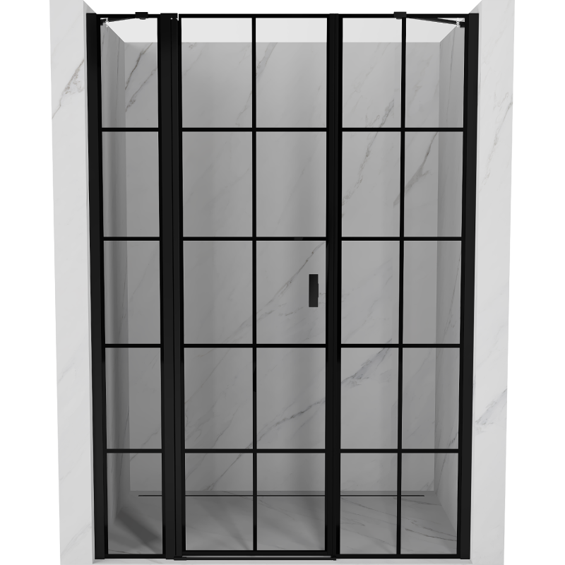 Mexen Mist openslaande douchedeur links 140 cm, zwart raster, zwart - 8A4-140-001-70-77-L