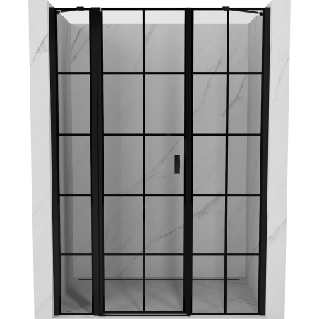 Mexen Mist openslaande douchedeur links 140 cm, zwart raster, zwart - 8A4-140-001-70-77-L