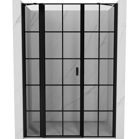 Mexen Mist Left-Handed Shower Door 150 cm, Black Grid, Black - 8A4-150-001-70-77-L
