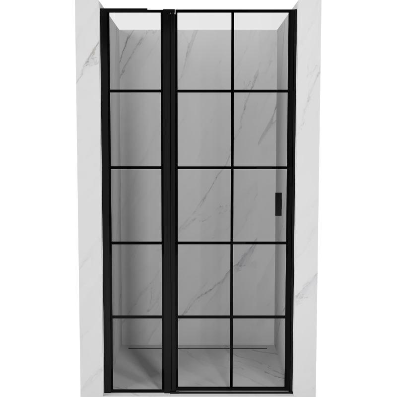 Mexen Mist L drzwi prysznicowe uchylne lewe 90 cm, czarna kratka, czarne - 8A4L-090-000-70-77-L