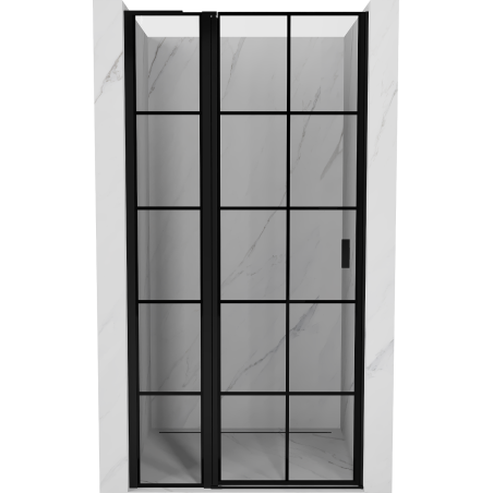 Mexen Mist L porte de douche pivotante gauche 105 cm, grille noire, noir - 8A4L-105-000-70-77-L