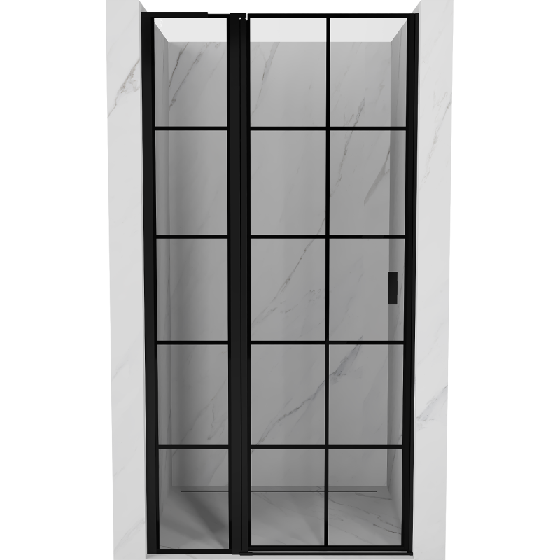 Mexen Mist L drzwi prysznicowe uchylne lewe 110 cm, czarna kratka, czarne - 8A4L-110-000-70-77-L