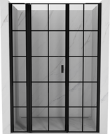 Mexen Mist L porta doccia a battente sinistra 150 cm, griglia nera, nero - 8A4L-150-001-70-77-L