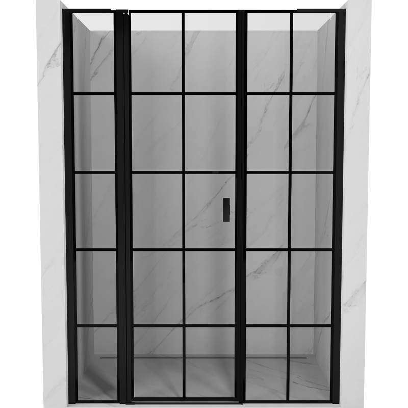 Mexen Mist L Duschwand schwenkbar links 155 cm, schwarzes Gitter, schwarz - 8A4L-155-001-70-77-L